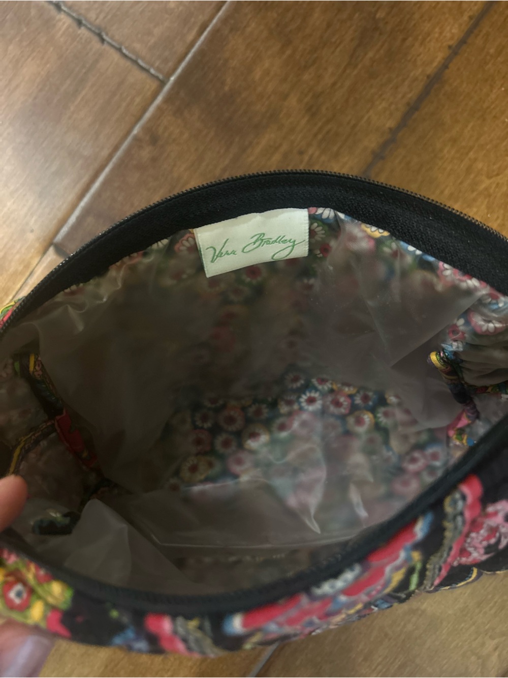 Vera Bradley Black Quilted Cosmetic Pouch with Bright Floral Print - Picture 2 of 2